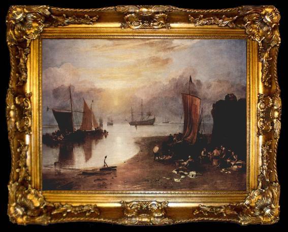 framed  Joseph Mallord William Turner Fishermen Cleaning and Selling Fish, ta009-2