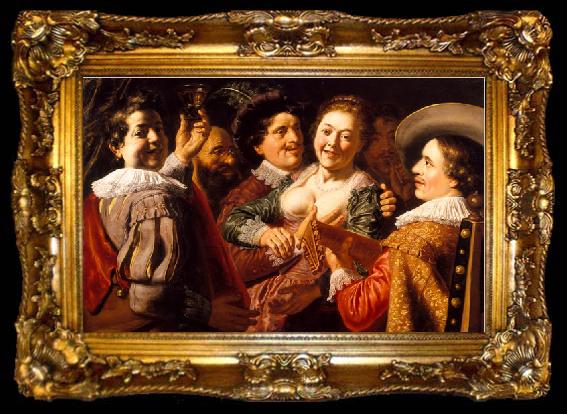 framed  LIEVENS, Jan Allegory of the Five Senses, ta009-2