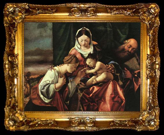 framed  Lorenzo Lotto The Mystic Marriage of St. Catherine, ta009-2