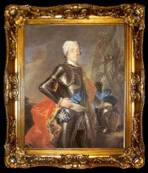 framed  Louis de Silvestre Portrait of Johann Georg, Chevalier de Saxe, ta009-2