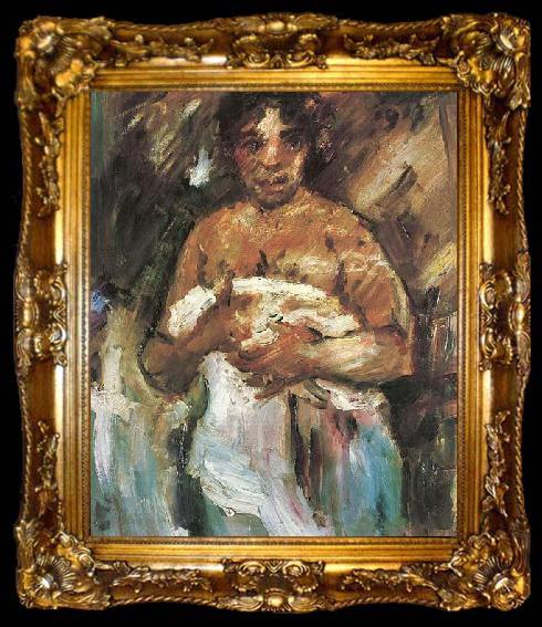 framed  Lovis Corinth Madchen, sich entkleidend, ta009-2