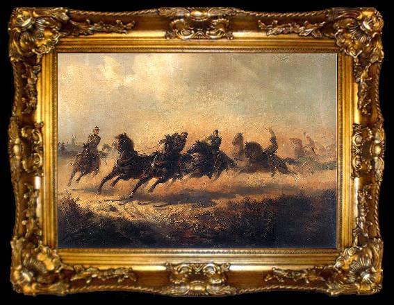 framed  Maksymilian Gierymski Charge of Russian horse artillery., ta009-2
