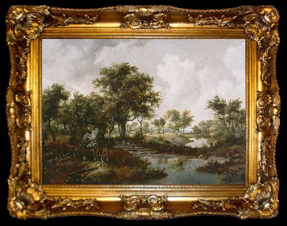 framed  Meindert Hobbema A Wooded Landscape, ta009-2