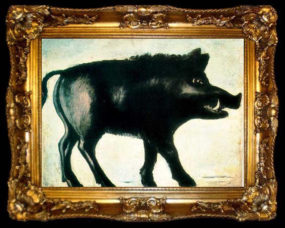 framed  Niko Pirosmanashvili A Black Wild Boar, ta009-2