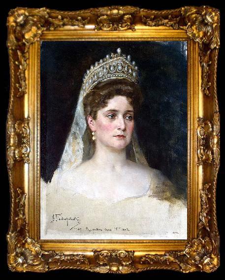 framed  Nikolas Kornilievich Bodarevsky Portrait of the Empress Alexandra Fedorovna, ta009-2