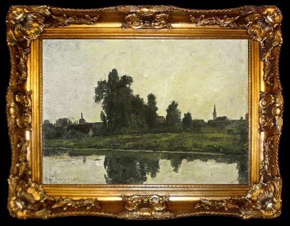 framed  Paul Baum Landschaft am Fluss vor Gent, ta009-2
