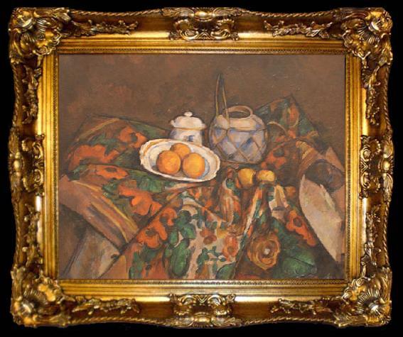 framed  Paul Cezanne Still Life with Ginger Jar, Sugar Bowl, and Oranges, ta009-2