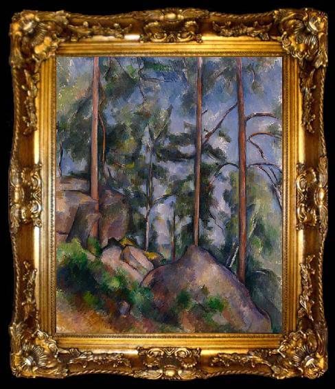 framed  Paul Cezanne Pines and Rocks, ta009-2