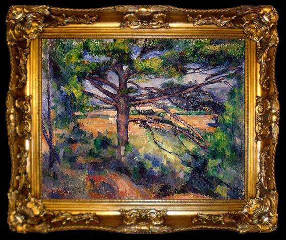 framed  Paul Cezanne Grobe Kiefer mit roten Feldern, ta009-2