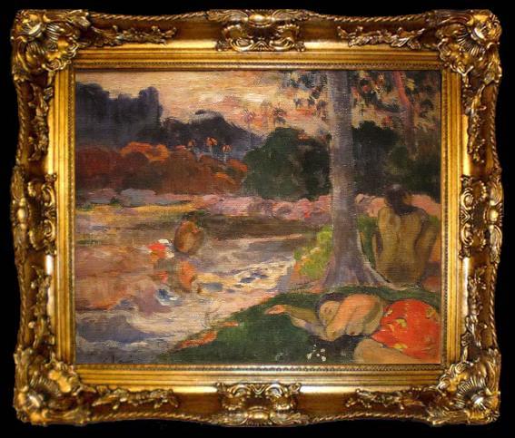 framed  Paul Gauguin Tahitians on the Riverbank, ta009-2