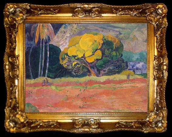 framed  Paul Gauguin At the Foot of a Mountain, ta009-2