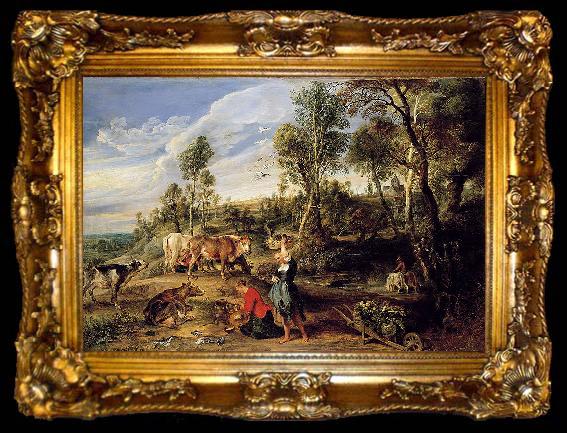 framed  Peter Paul Rubens The Farm at Laken, ta009-2