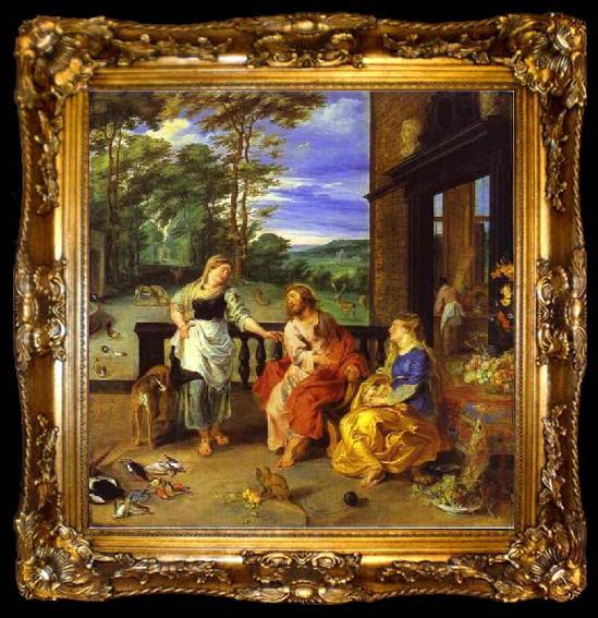 framed  Peter Paul Rubens Christ in the House of Martha and Mary 1628 Jan Bruegel the Younger and Peter Paul Rubens, ta009-2