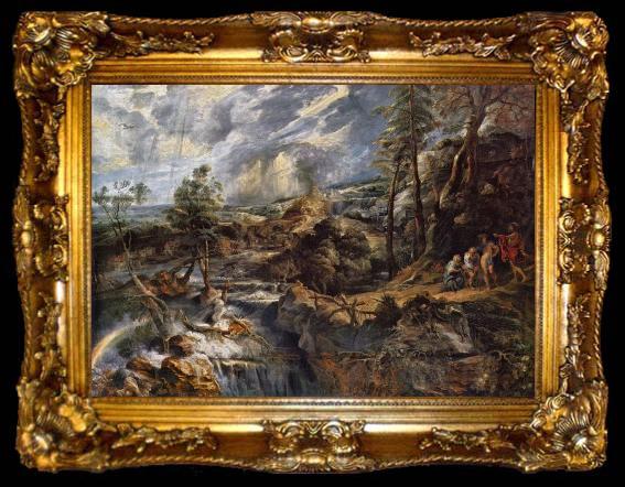 framed  Peter Paul Rubens Gewitterlandschaft mit Philemon und Baucis, ta009-2