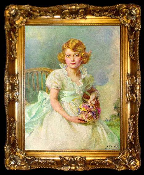 framed  Philip Alexius de Laszlo Princess Elizabeth of York, currently Queen Elizabeth II of the United Kingdom, painted when she was seven years ol, ta009-2