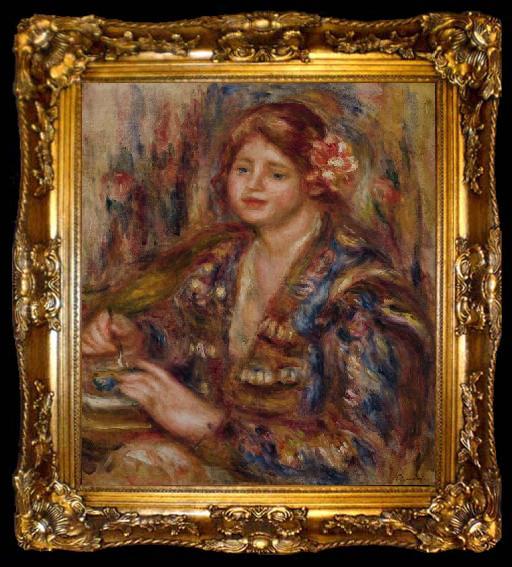 framed  Pierre Auguste Renoir Woman with Rose, ta009-2