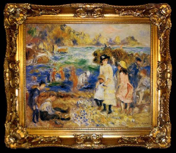 framed  Pierre Auguste Renoir Enfants au bord de la mer a Guernsey, ta009-2