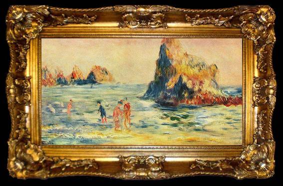 framed  Pierre-Auguste Renoir Felsenklippen bei Guernsey, ta009-2