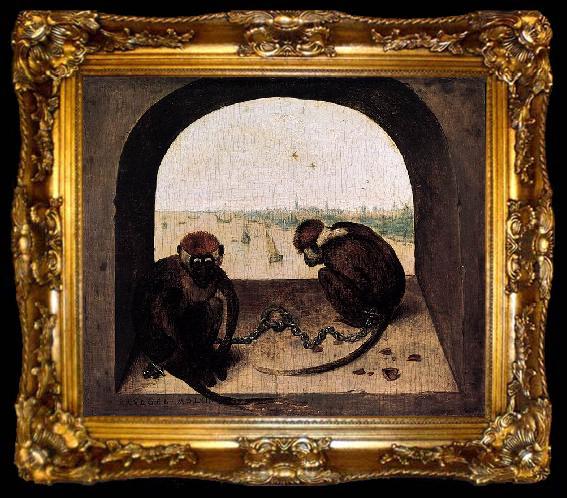 framed  Pieter Bruegel the Elder Two Chained Monkeys, ta009-2