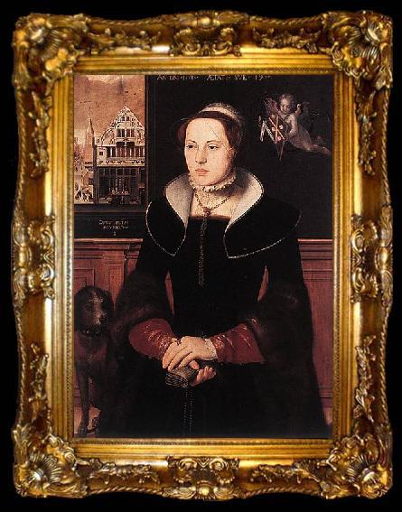 framed  Pieter Pourbus Portrait of Jacquemyne Buuck, ta009-2