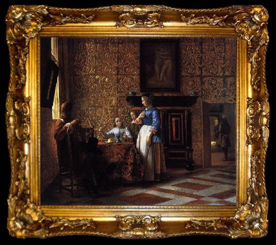 framed  Pieter de Hooch Interior with Figures, ta009-2