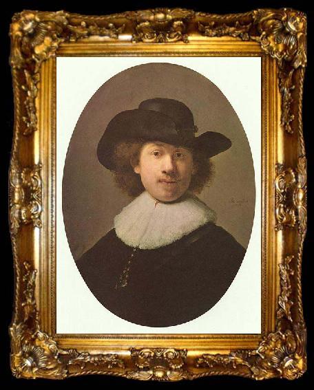 framed  REMBRANDT Harmenszoon van Rijn Self-portrait with wide-awake hat, ta009-2