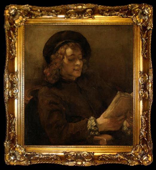 framed  REMBRANDT Harmenszoon van Rijn Titus van Rijn, reading, ta009-2