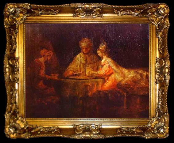 framed  Rembrandt Peale Ahasuerus and Haman at the Feast of Esther, ta009-2