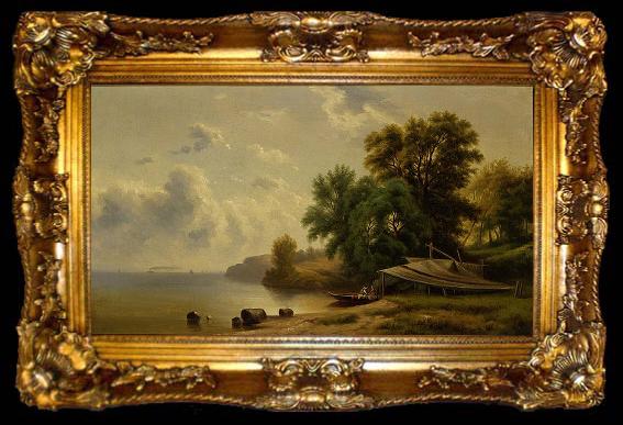 framed  Robert Scott Duncanson Landscape with Campsite, ta009-2