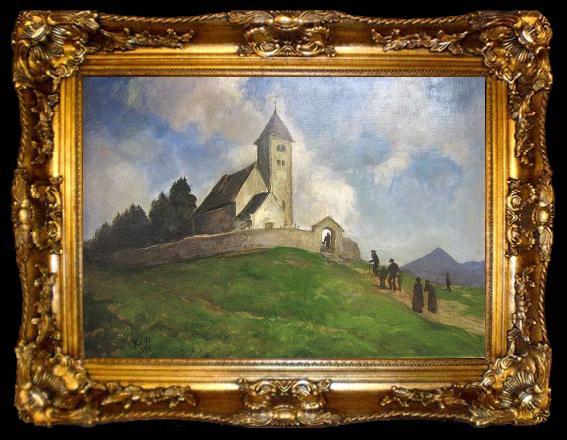 framed  Rudolf Koller Die Kirche St. Remigius in Falera, ta009-2