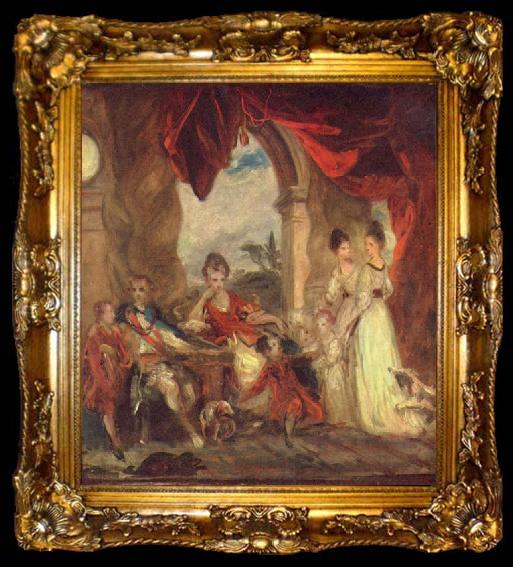 framed  Sir Joshua Reynolds Portrat des Vierten Herzogs von Marlborough und seiner Familie, ta009-2