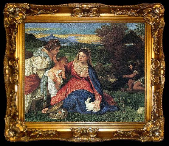 framed  TIZIANO Vecellio Madonna with Rabbit, ta009-2