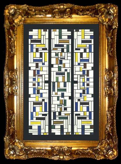 framed  Theo van Doesburg Stained-Glass Composition IV., ta009-2