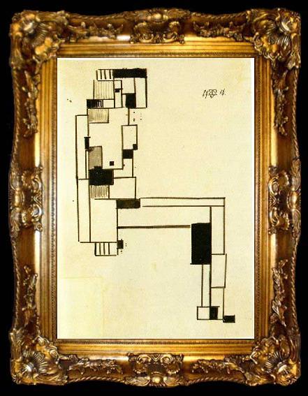 framed  Theo van Doesburg Female nude with Hand on Her Head, ta009-2