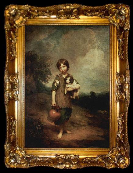 framed  Thomas Gainsborough Dorfmadchen mit Hund und Henkelkrug, ta009-2