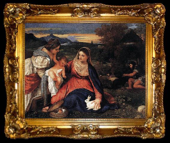 framed  Titian Die Madonna mit dem Kaninchen, ta009-2