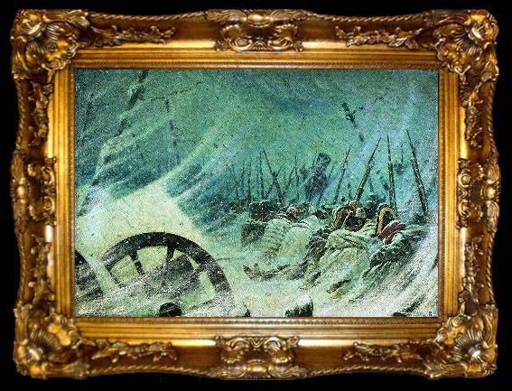framed  Vasily Vereshchagin The Night Bivouac of the Napoleon Army during retreat from Russia in 1812., ta009-2