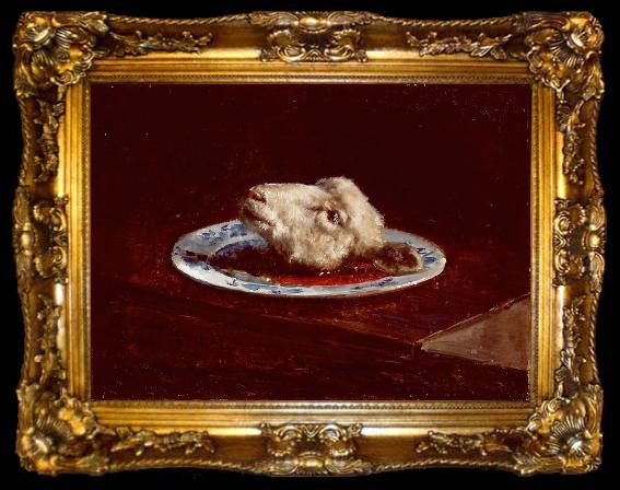framed  Viggo Johansen A lamb s head on a plate, ta009-2