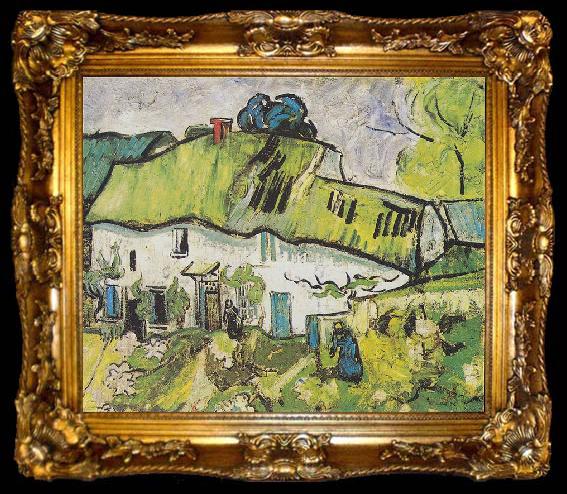 framed  Vincent Van Gogh Farmhouse with two figures, ta009-2