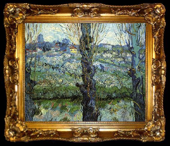 framed  Vincent Van Gogh Orchard in Bloom with Poplars, ta009-2