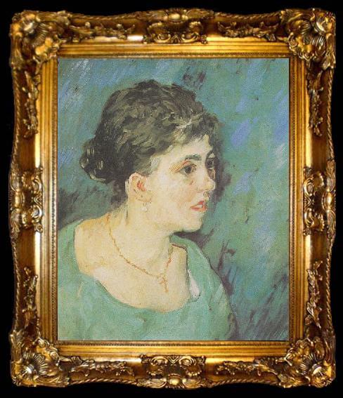 framed  Vincent Van Gogh Portrait of a Lady in Blue, ta009-2