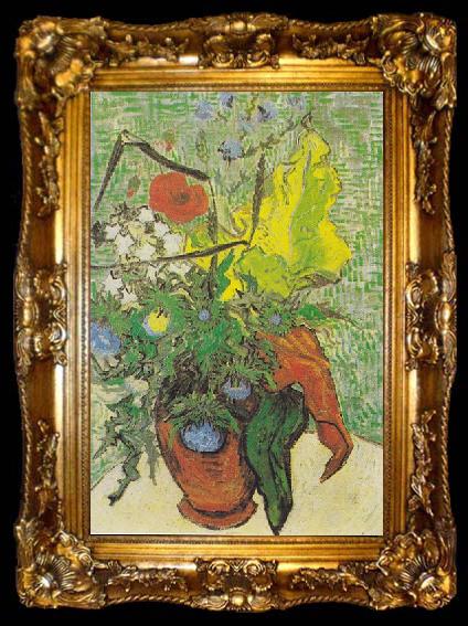 framed  Vincent Van Gogh Wild flowers and thistles in a vase, ta009-2