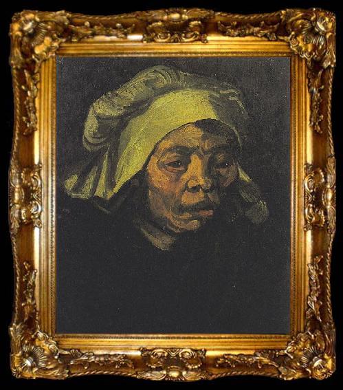 framed  Vincent Van Gogh Head of a Peasant woman with white hood, ta009-2