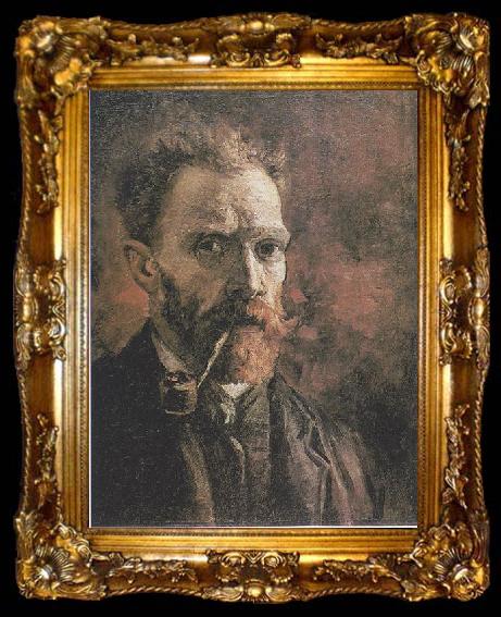 framed  Vincent Van Gogh Self Portrait with pipe, ta009-2