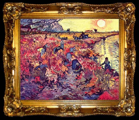 framed  Vincent Van Gogh Die roten Weingarten, ta009-2