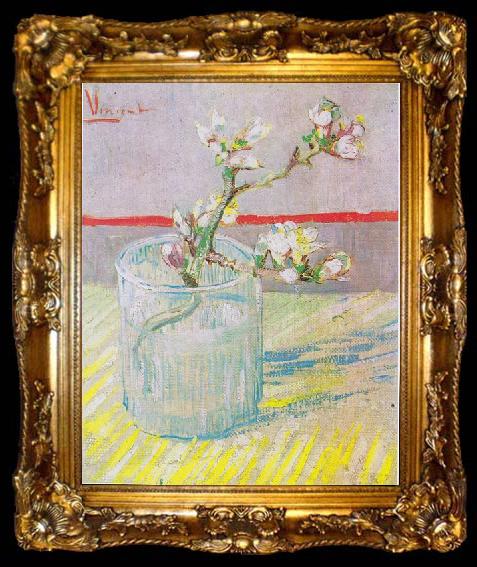 framed  Vincent Van Gogh Flowering almond tree branch in a glass, ta009-2