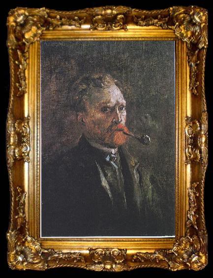 framed  Vincent Van Gogh Self Portrait with Pipe, ta009-2