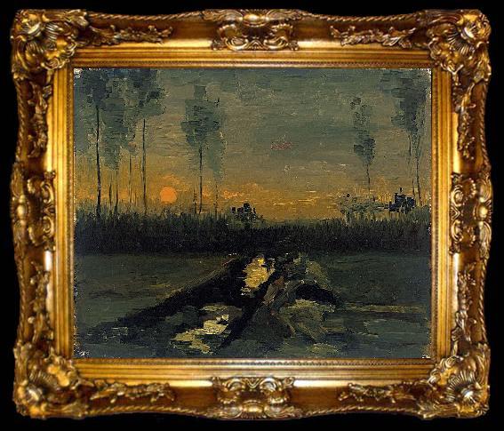 framed  Vincent Van Gogh Landscape at sunset, ta009-2