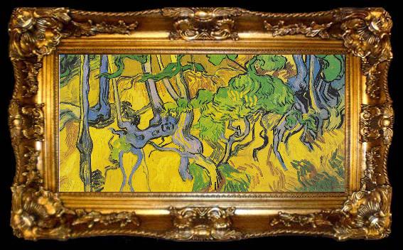 framed  Vincent Van Gogh Tree roots and tree trunks, ta009-2