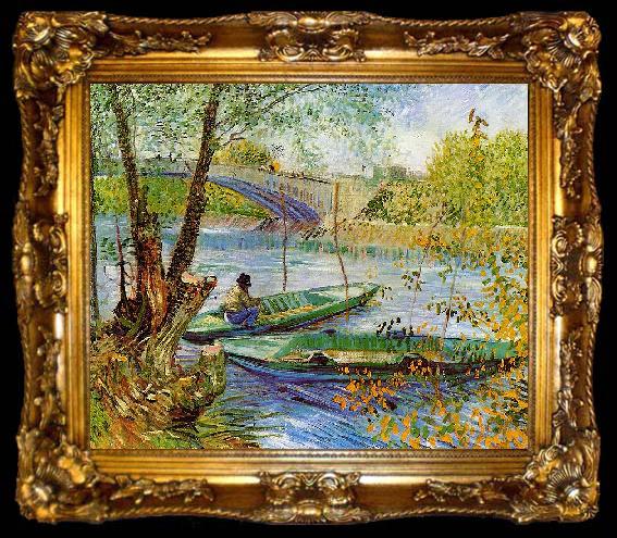 framed  Vincent Van Gogh Fishing in the Spring, ta009-2